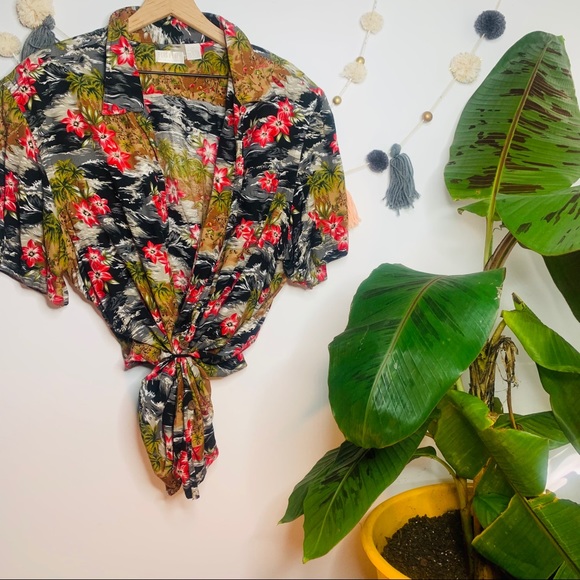 VINTAGE y2k oversized Hawaiian button up popover - Picture 11 of 13